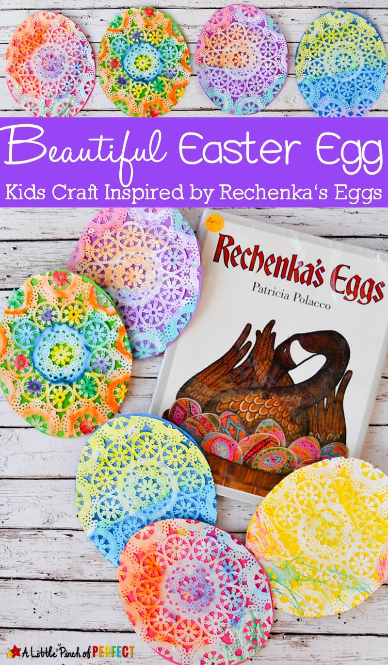 Beautiful Easter Egg Doily Craft for Kids Inspired by Rechenka's Eggs