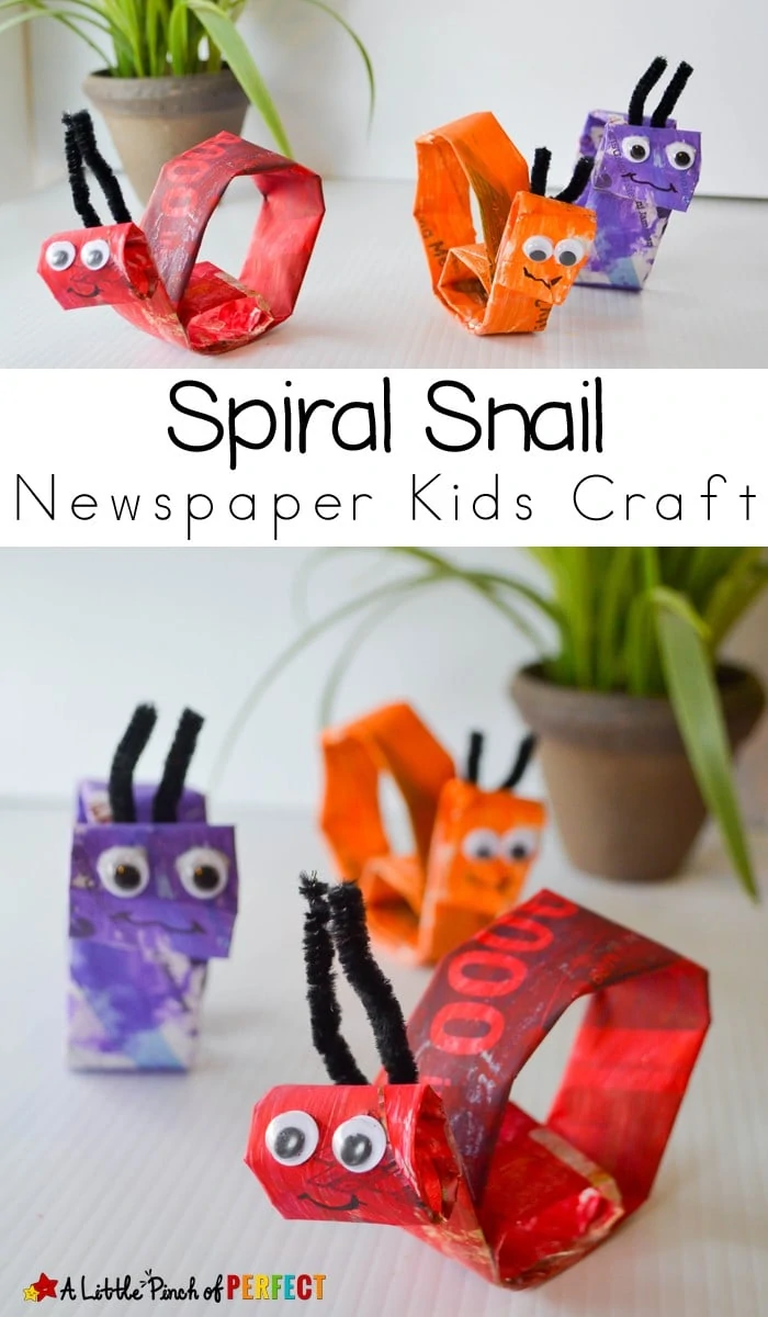 Spiral Snail Newspaper Kids Craft: An easy craft for kids to paint and create