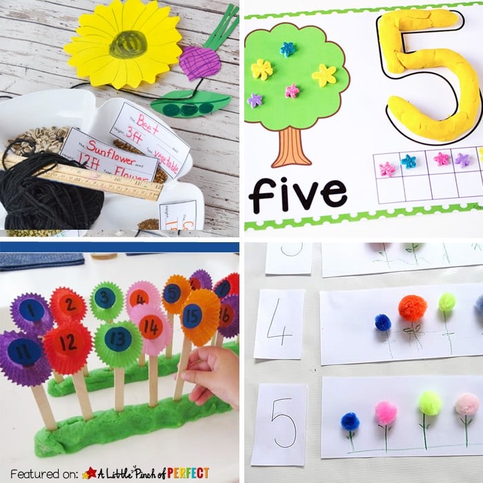 12 Brilliant May Flower Math Activities for Kids Perfect for Spring: Counting, Number Recognition, Fractions, Number Lines, Free printables, and more. (preschool, kindergarten)