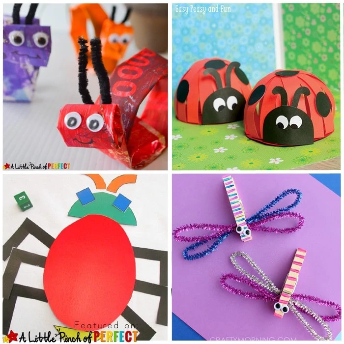 16 Creative Ways to Make Bug Crafts with Kids: Including butterflies, bees, and ladybugs to the more obscure bugs like worms, snails, and crickets--this collection has got you covered!