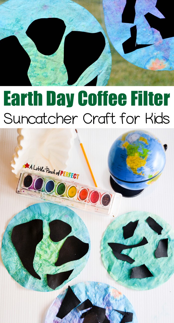 Earth Day Coffee Filter Suncatcher Craft for Kids: An easy craft to make while learning about the Earth, Planets, Solar system, and celebrating Earth Day.