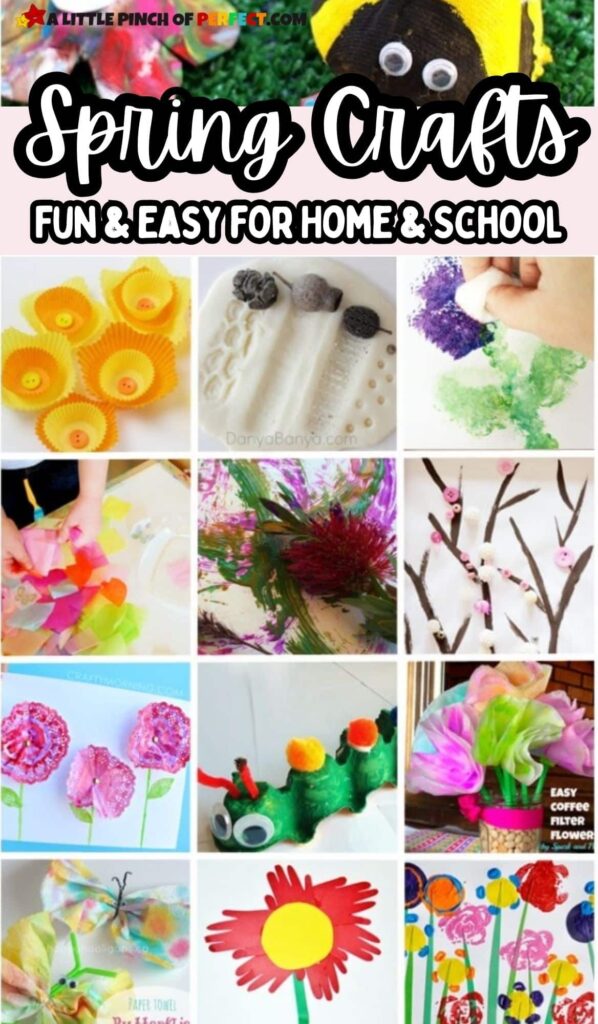 Easy Spring Crafts for Toddlers, Preschoolers, and Young Kids including flower crafts, bug crafts, and more. #kidsactivity #craft