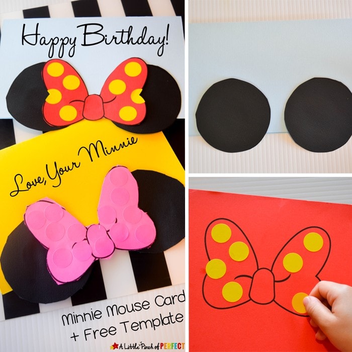 Adorable Free Mini Mouse Card Template to make for birthdays, holidays, thank you cards, or anytime you feel like celebrating. (Disney, homemade, craft, kids) 