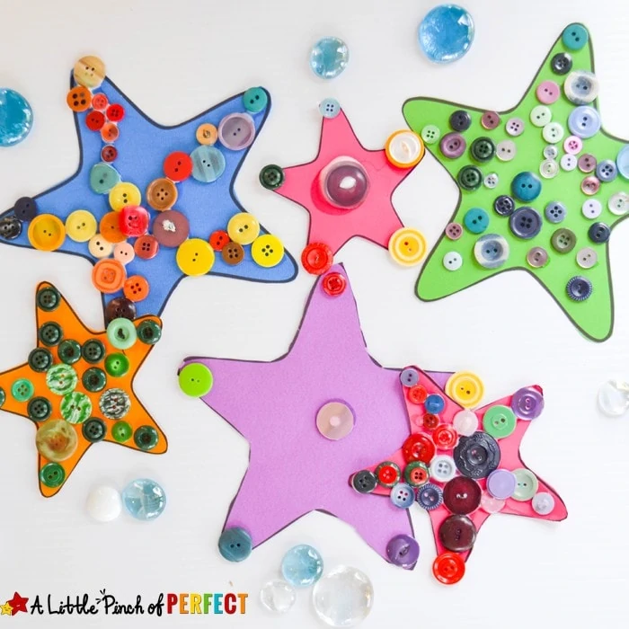 Starfish Ocean Craft for Kids that's as cute as a Button: Free Template (sea star, summer)