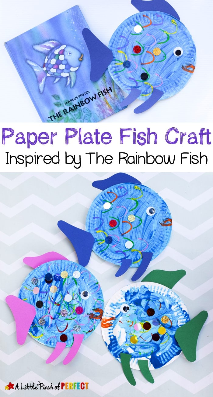 Paper Plate Fish Craft Inspired by The Rainbow Fish: a perfect read and craft book activity for kids (preschool, kindergarten, ocean, summer, childrens literature) 
