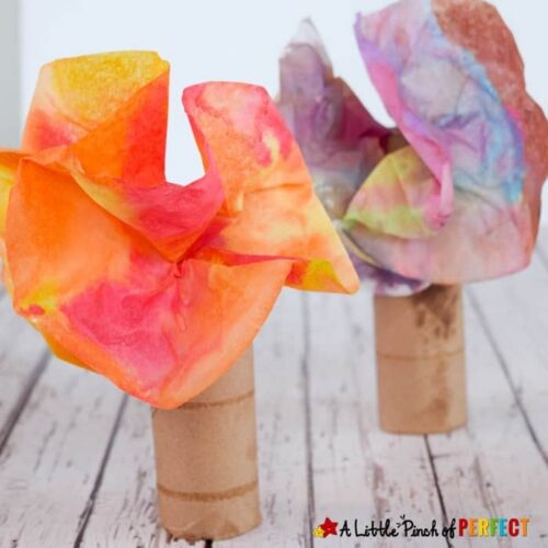 Colorful Fall Tree Coffee Filter Craft for Kids