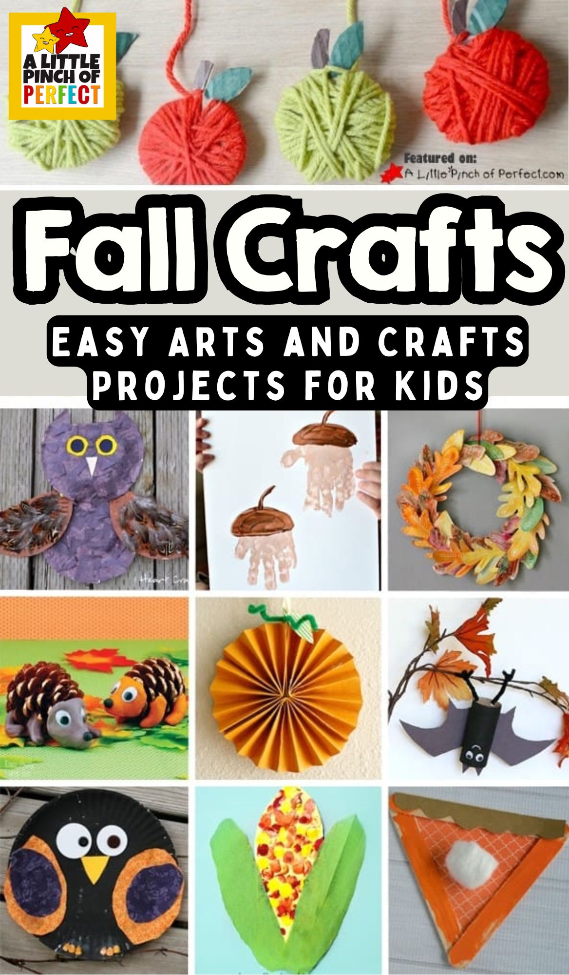Discover 10 fun and easy fall crafts for kids! From yarn-wrapped apples to paper plate owls and pinecone hedgehogs, these autumn activities are perfect for toddlers, preschoolers, and older kids.
