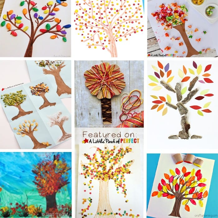 13 Fantastic and Easy Fall Tree Crafts for Kids to Make: Choose from different styles and mediums like yarn, seeds, paint, popcorn, toilet paper rolls and more. (Autumn, arts and crafts)