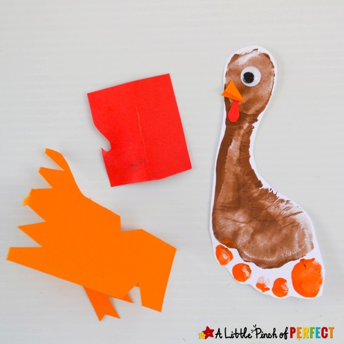 Adorable Handprint and Footprint Turkey Thanksgiving Kids: Easy to make for kids to decorate for Thanksgiving or give to people in their life they are thankful for (like mom and dad, grandma and grandpa). (November, kids craft, Preschool, Kindergarten, Thanksgiving Craft)