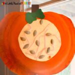 Learning about what's Inside a Pumpkin Paper Plate Kids Craft: Kids can craft and learn during this easy activity (fall, Halloween, preschool, kindergarten)