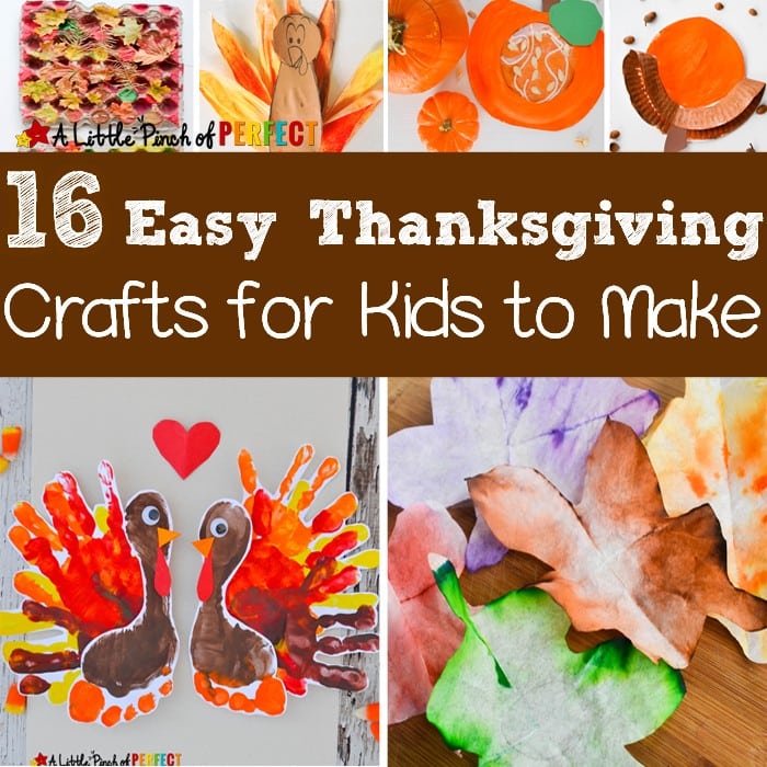 16 Easy Thanksgiving Crafts for Kids to Make this Fall: Easy craft ideas including turkeys, Mayflowers, Native Americans, fall trees, pumpkins, and more. (preschool, kindergarten, first grade)