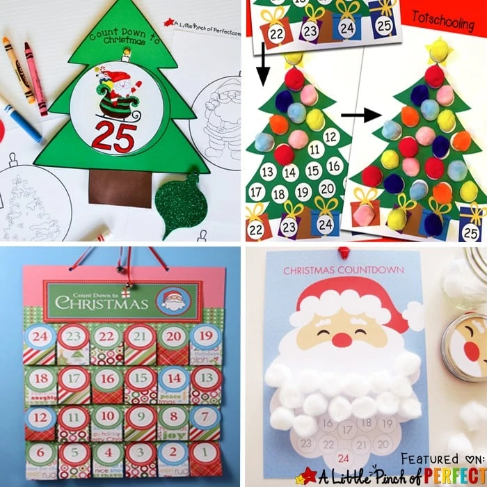 13 Free Printable Christmas Advent Calendars for Kids: Easy to make homemade advent calendars (December, DIY)