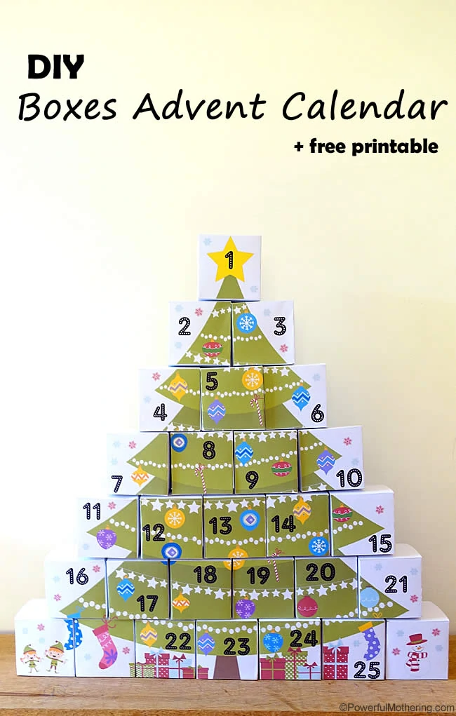 13 Free Printable Christmas Advent Calendars for Kids: Easy to make homemade advent calendars (December, DIY)