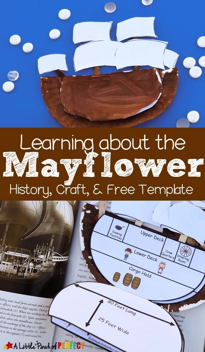 Inside the Mayflower Paper Plate Craft and Free Template: Kids can learn the history of the Mayflower as they make this easy craft for Thanksgiving. (preschool, kindergarten, first grade, November)