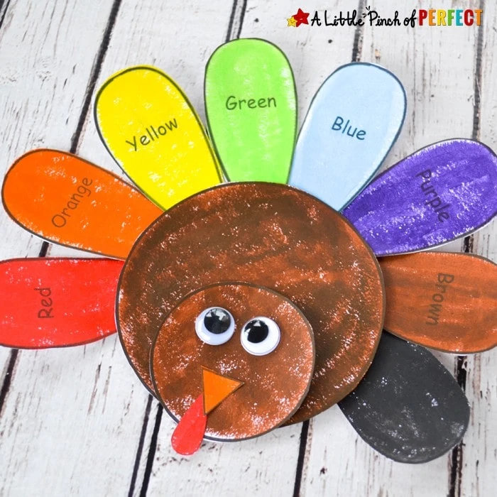 Learn and Color Thanksgiving Turkey Craft and Free Template for Kids