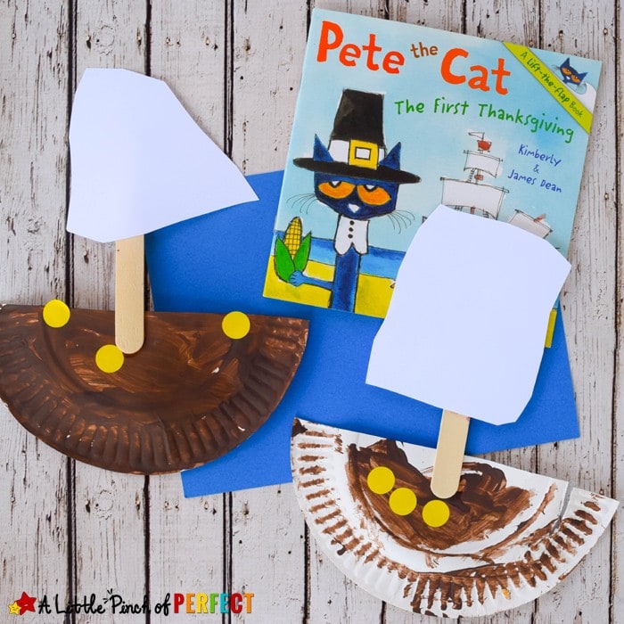 Paper Plate Mayflower Thanksgiving Craft with Pete the Cat: Easy for kids to make as they learn and read about Thanksgiving (November, History, Kids Craft, Preschool, Kindergarten)
