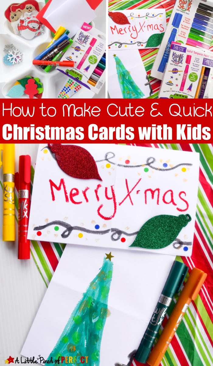 How to Make Cute and Quick Christmas Cards with the Kids: This will come in handy when you realize your list of people who need cards keeps growing because you don't want to forget grandma and grandpa, aunts and uncles, cousins, friends, neighbors, teachers--and the list goes on and on...