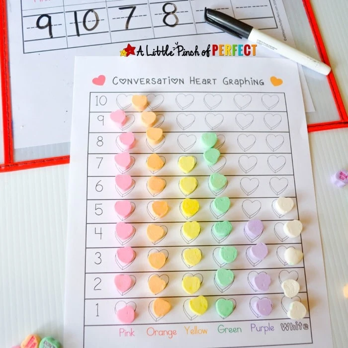 Candy Heart Sort and Graph Valentine’s Math with Free Printable