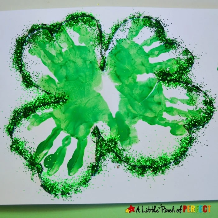 Handprint Four Leaf Clover: A cute and easy St. Patrick's Day craft to make with kids (St. Patrick’s Day, Preschool, Kindergarten, Spring)