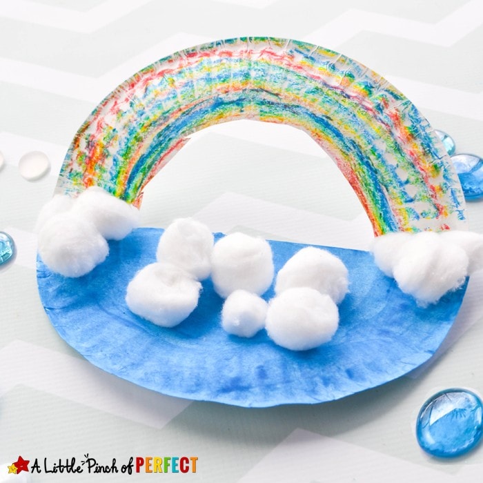Pop Up Paper Plate Rainbow Craft for Kids: Easy to rainbow craft including a tip to show you how kids can make a rainbow without a big muddy mess of paint (St. Patrick’s Day, Weather Unit, Preschool, Kindergarten, Spring)