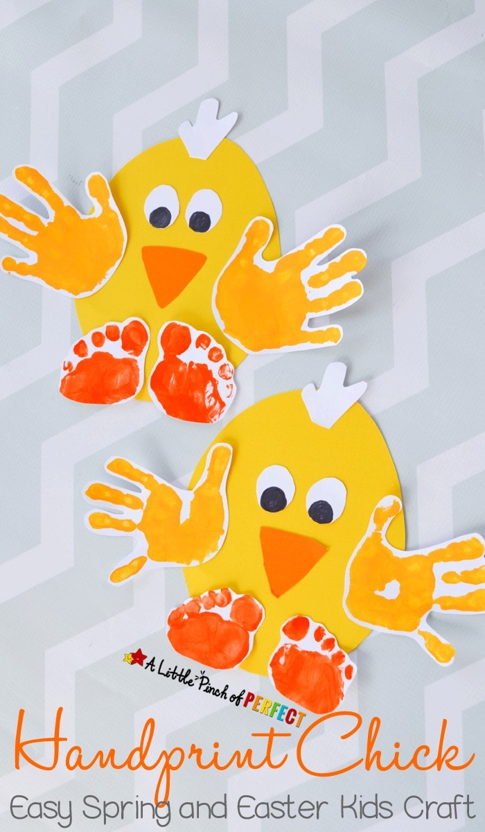 Handprint Chick: Easy Spring and Easter Craft for Kids-perfect to make for spring, Easter, or while enjoying farm themed activities.
