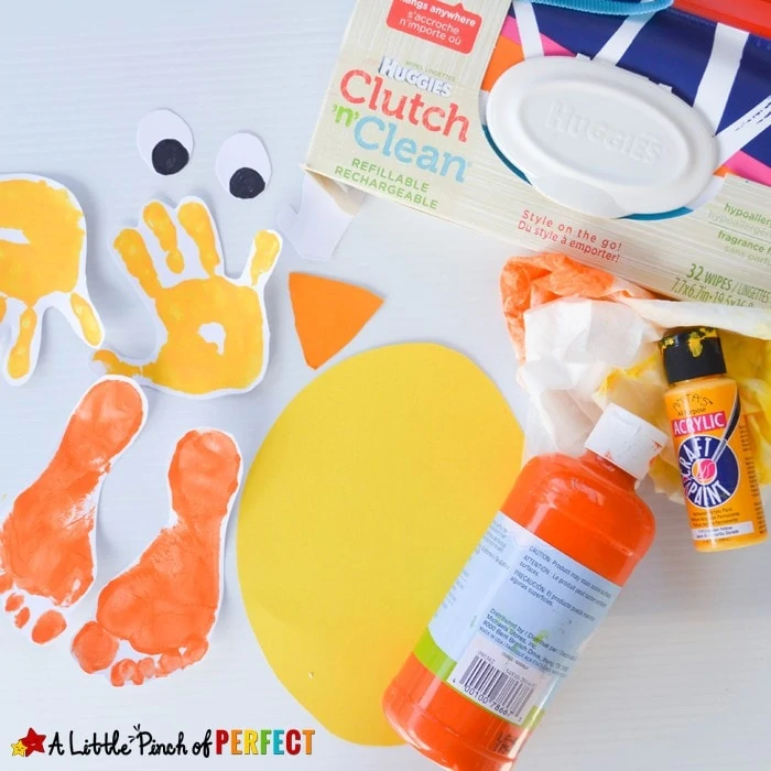 Handprint Chick: Easy Spring and Easter Craft for Kids-perfect to make for spring, Easter, or while enjoying farm themed activities.
