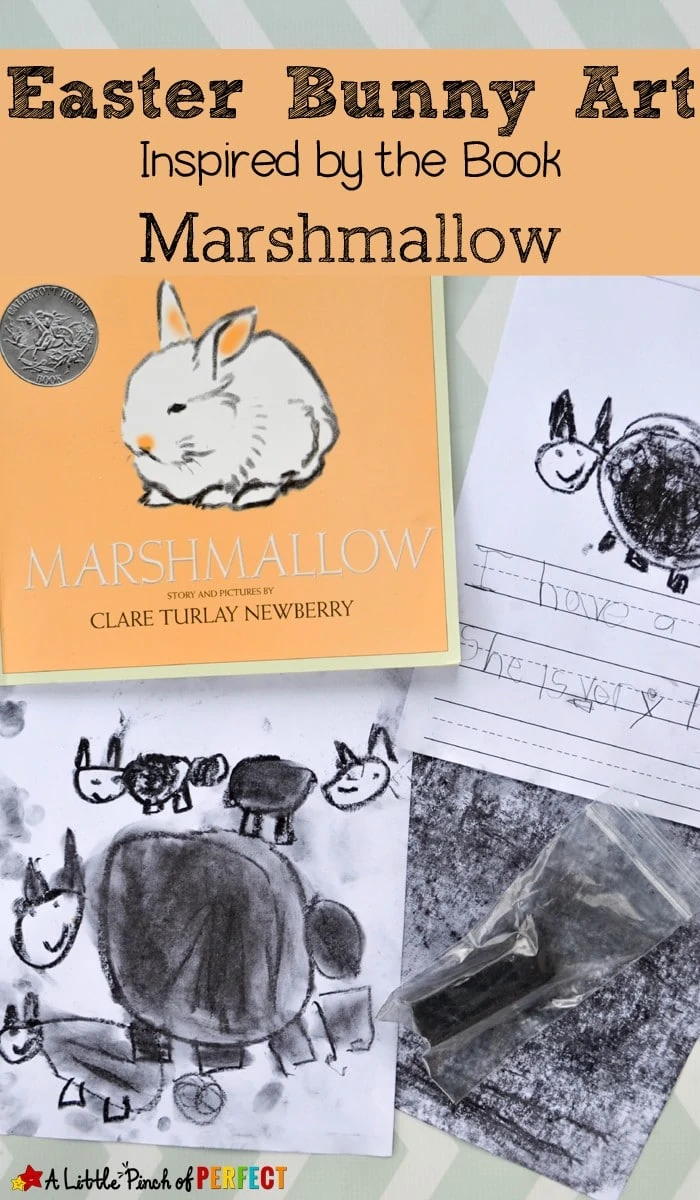 Easter Bunny Art for Kids Inspired by the Book Marshmallow: A fun art activity for kids and ideas for a poetry and writing activity. (Friendship, Preschool, Kindergarten, Spring, April)