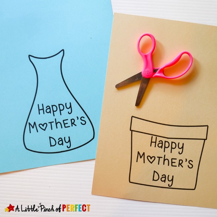 Adorable Mother's Day handprint craft and Free Template for children to make: You can choose a flower pot or a flower vase to put handprint flowers in that were made by Mom’s favorite kids
