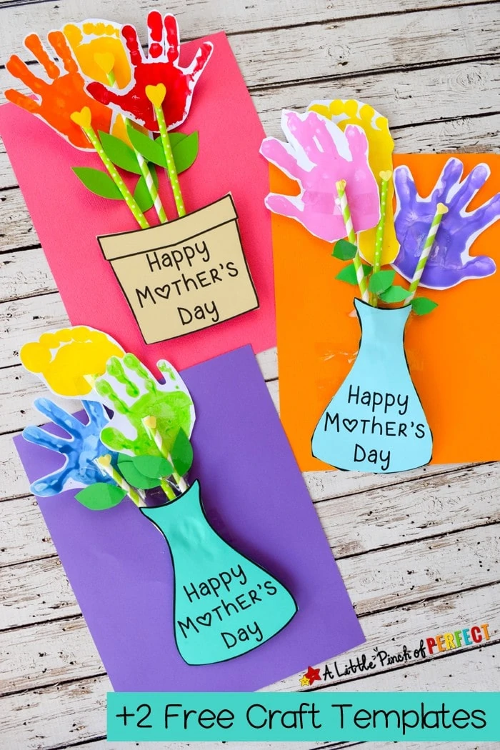 Mothers Day Handprint Flower Craft and Free Template A Little Pinch of Perfect 8