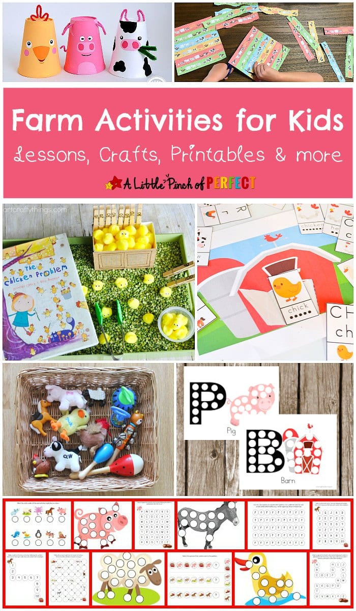 In this post, we show you a wonderful list of lessons, crafts, printables and other fun activities about the farm and farm animals. We hope you enjoy looking through all of these farm activities for kids!