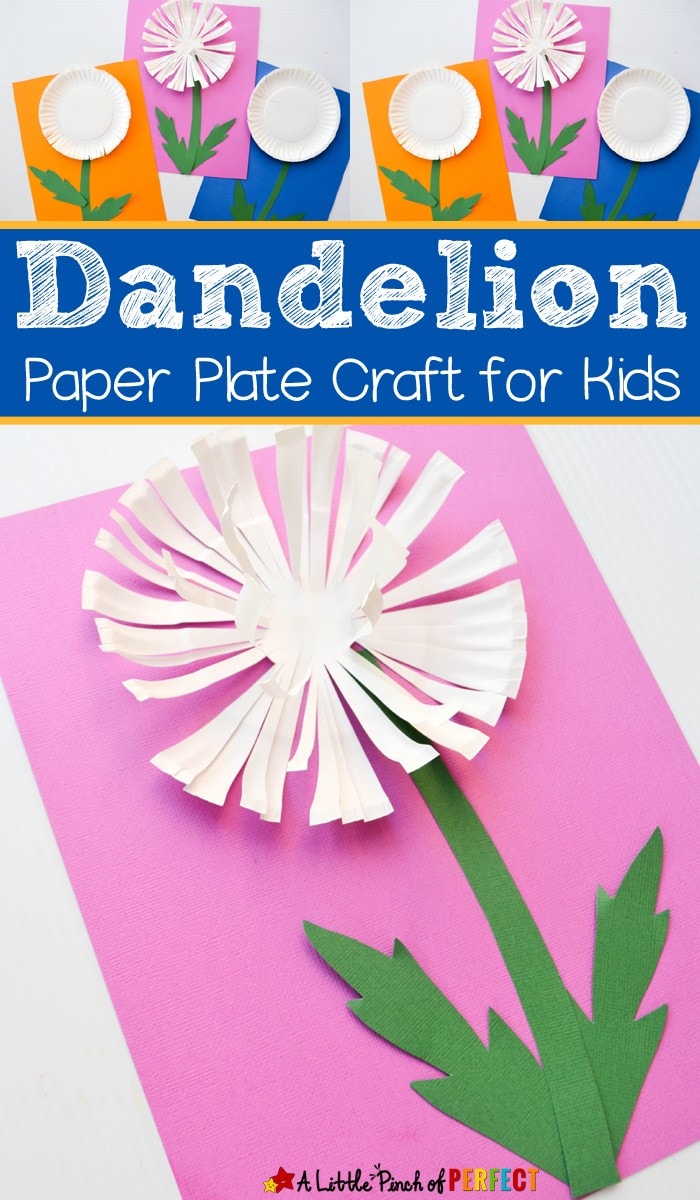 Kids can make a pretty paper plate dandelion craft that will "poof" right off the page as they practice scissor skills this summer.