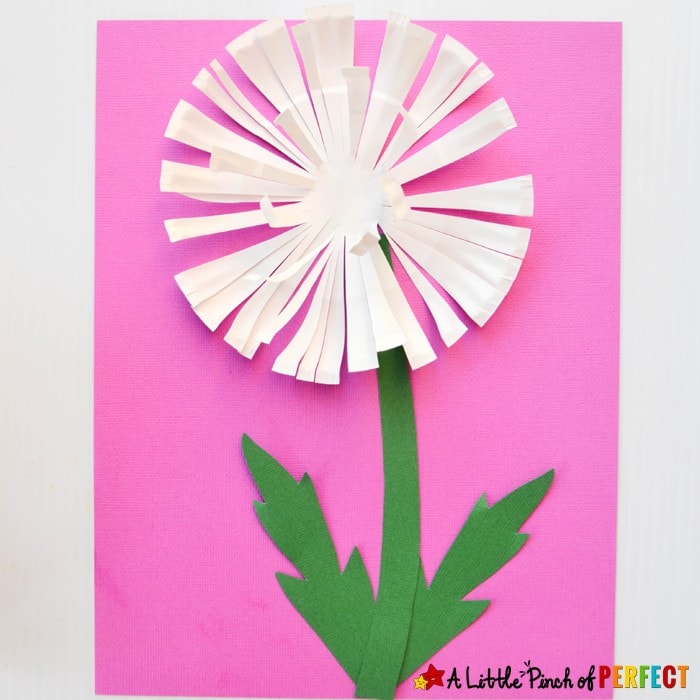 Kids can make a pretty paper plate dandelion craft that will "poof" right off the page as they practice scissor skills this summer.