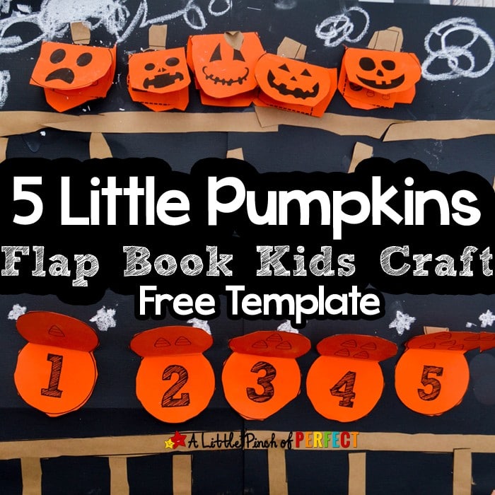 5 Little Pumpkins Lift the Flap Book Craft: This Halloween, kids can have fun singing the 5 Little Pumpkins song with their own lift the flap pumpkin craft to practice number recognition and counting. (Free Template, Preschool, Kindergarten, October, Book Extension)
