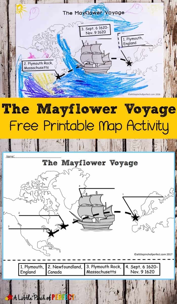 Mayflower Voyage Color And Label Map Free Printable Kids Activity A 