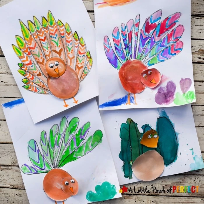 Thanksgiving Turkey Craft for Kids and Free Template: Children can color, paint, and assemble their own turkey to make a unique craft that’s all their own. 