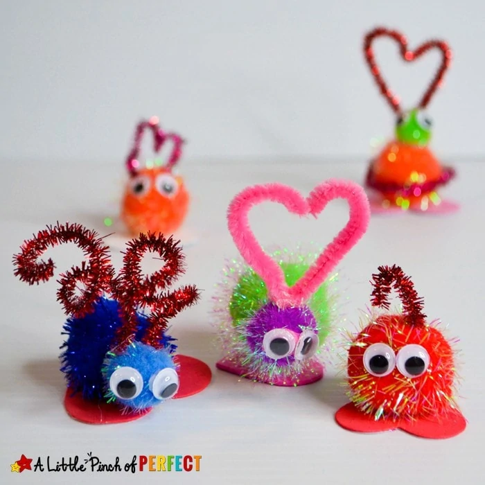 Adorable Fuzzy Love Bugs Valentines Day Craft for Kids: An easy Valentine’s Day craft to make and decorate with or share them with friends!
