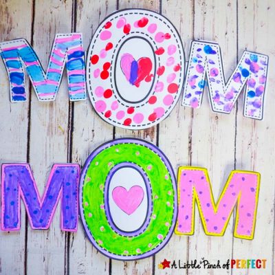 MOM Mother's Day Craft: Free Template for Kids to decorate and make for mom (#kidscraft #craft #mothersday)