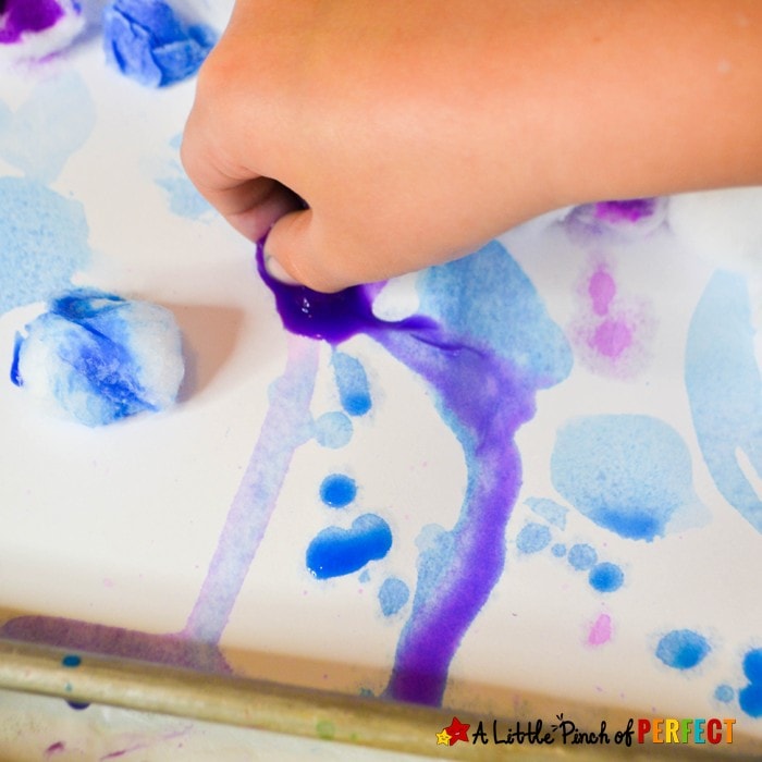 Rain Cloud Gravity Painting for Kids: a fun and easy process art activity (#spring #kidscraft #kidsart #kindergarten #preschool)