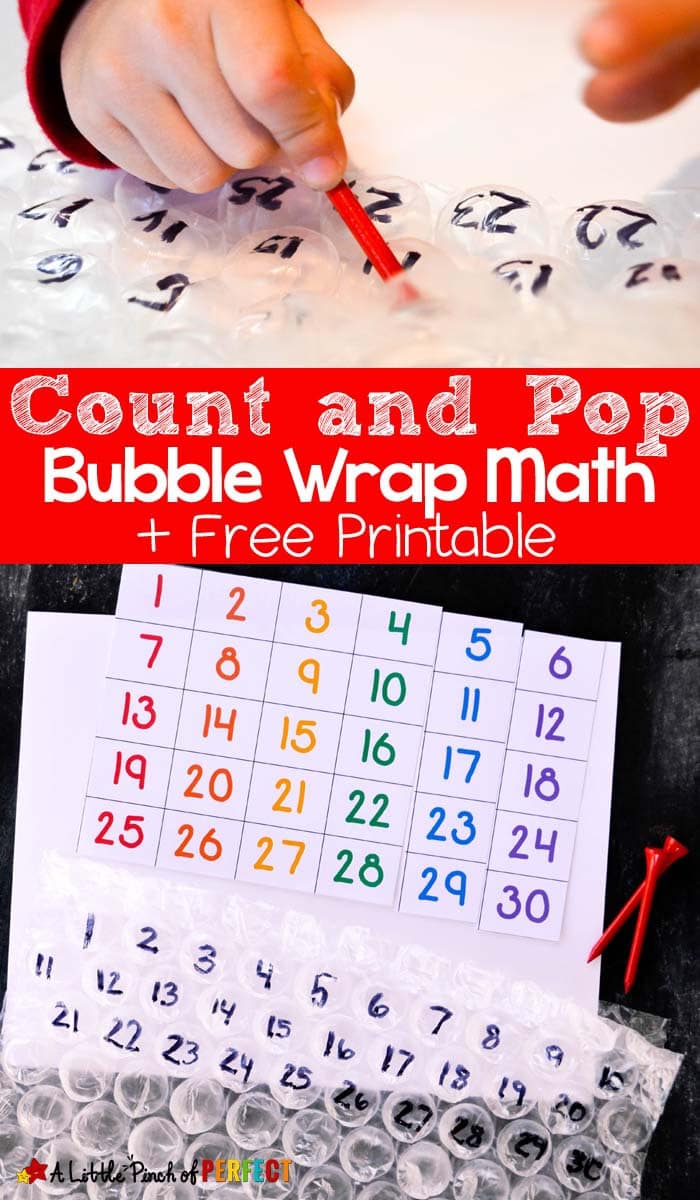 Count and Pop Bubble Wrap Math and Free Printable: a fun hands on learning activity and fine motor skills practice (#preschool #kindergarten #counting #numbers #math)