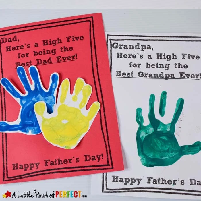 High Five Father’s Day Handprint Craft and Free Template