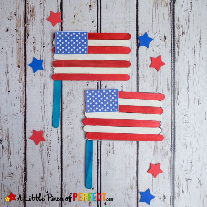 American Flag 4th of July Popsicle Stick Craft with FREE Template