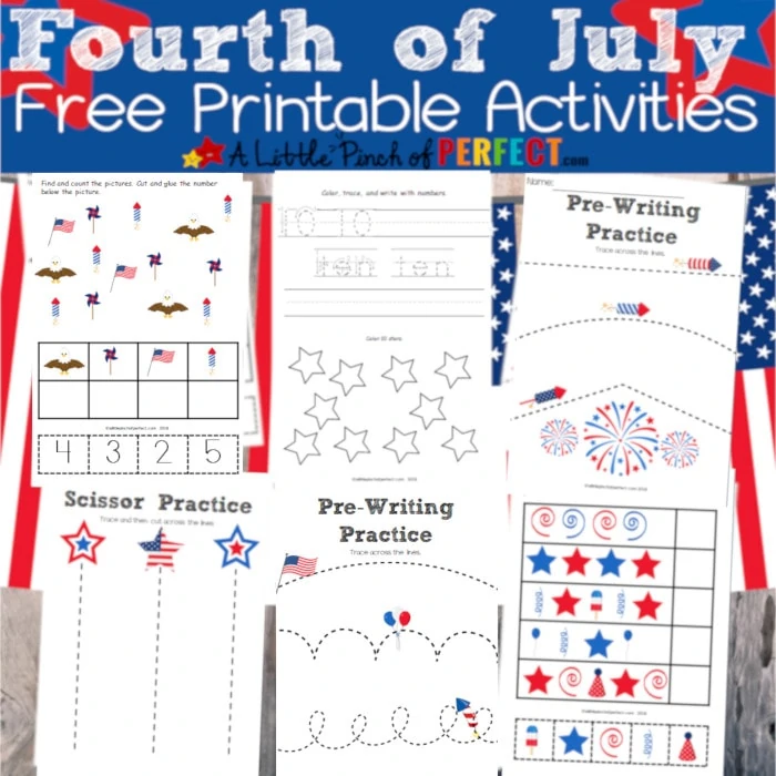 Fourth of July Free Printable Activity Pack for Kids (#fourthofjuly #preschool #kindergarten #kidactivities)