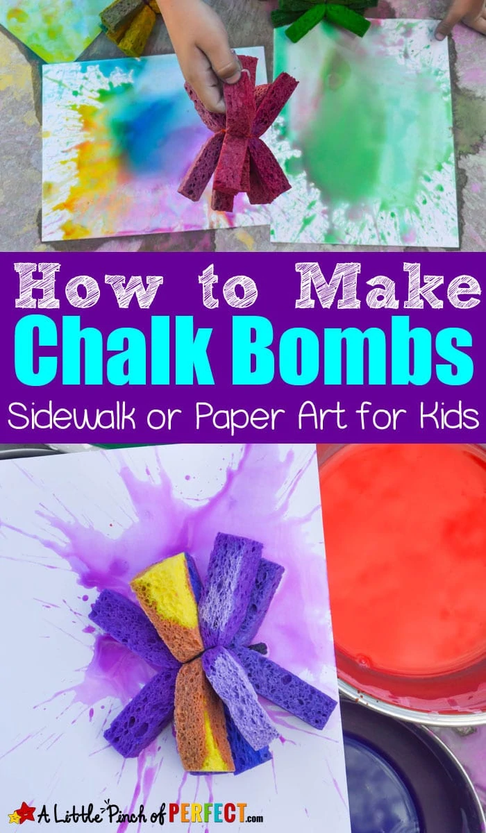 How to Make Chalk Bombs out of Sponges: An ultimate art experience for kids for sidewalks or paper (#summerfun #kidsactivities #boredombusters #kidsart)