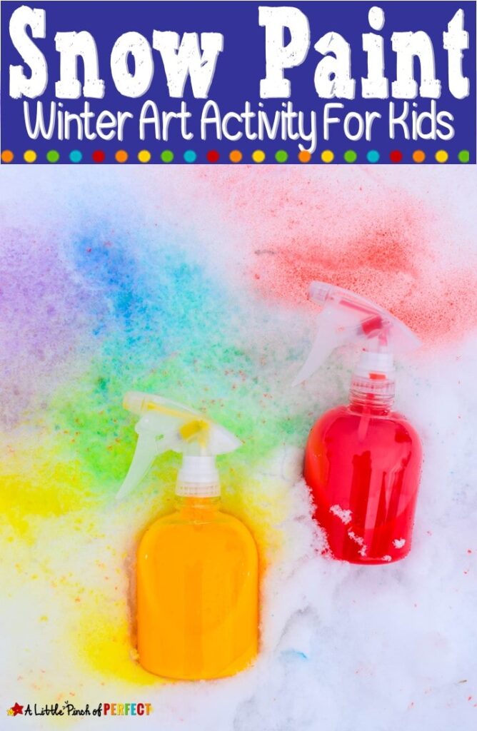 How to make homemade snow paint to paint the snow bright colors (#winter, #kidsactivity #kidscraft)