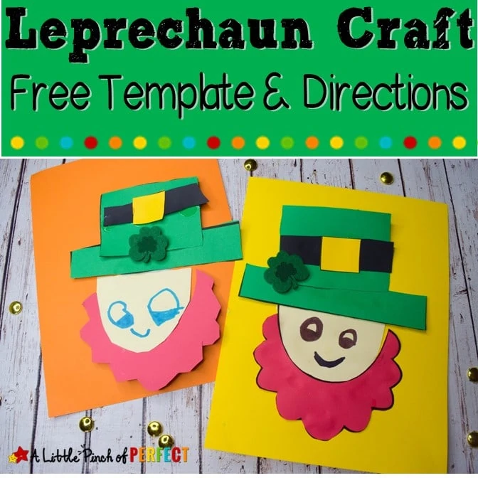 St. Patrick's Day Kids Craft: Download the free template and make a leprechaun craft to celebrate (#kidscraft #craft #preschool #kidsactivity)