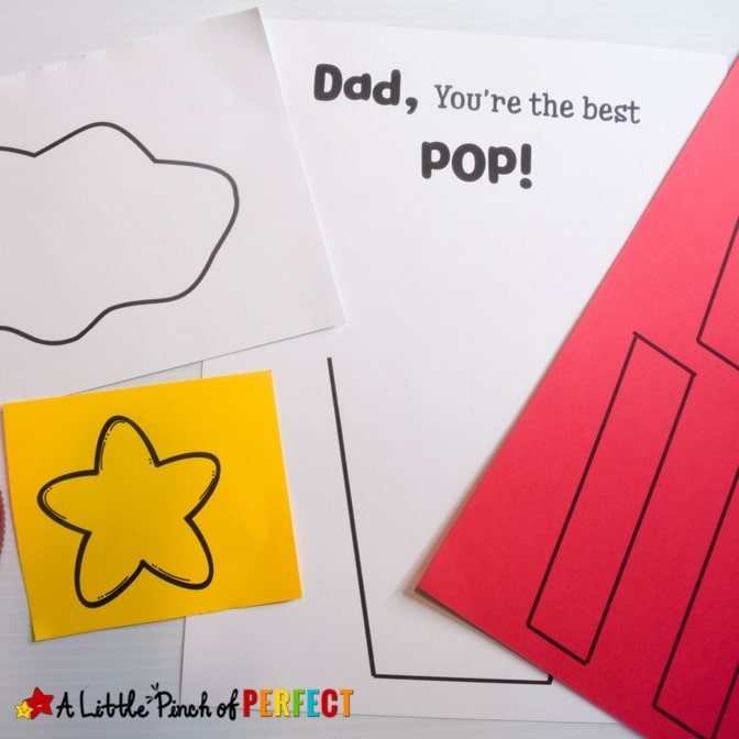 I Love You Pop Father's Day Craft: Children can make their Dad a cute Father's Day popcorn craft with this free template that says, "I Love You Pop!". #fathersday #kidscraft #craft