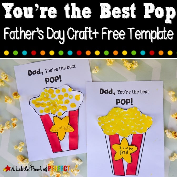 I Love You Pop Father's Day Craft: Children can make their Dad a cute Father's Day popcorn craft with this free template that says, "I Love You Pop!". #fathersday #kidscraft #craft