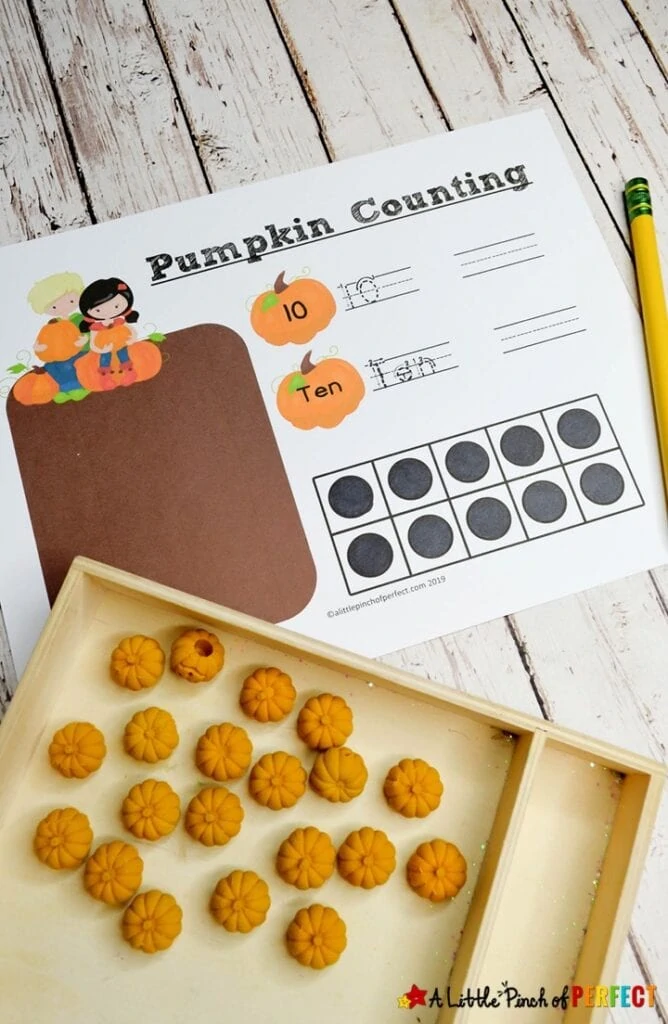 Free Printable Pumpkin Math Number Mats Kids Activity (#Math #Preschool #kindergarten #kidsactivity)