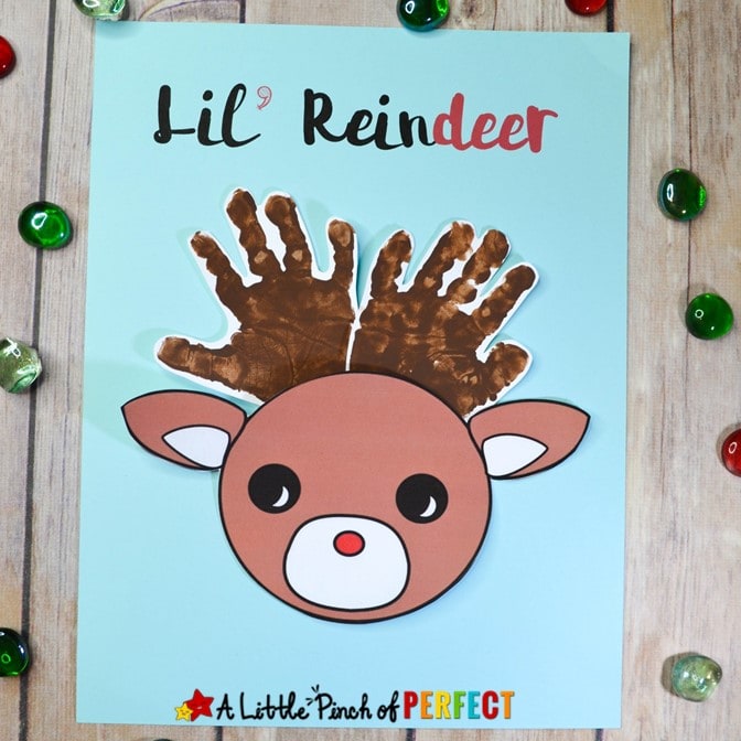 Lil’ Reindeer Rudolph Handprint Christmas Craft and Free Template