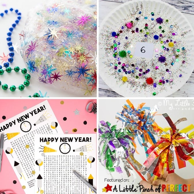 Have a spectacular time with your kids this New Year's with the best activities including free printables, games, New Year's slime, and crafts. The list will keep the kids busy for hours! (#newyears #newyearsparty #kidsactivity #kidsparty)